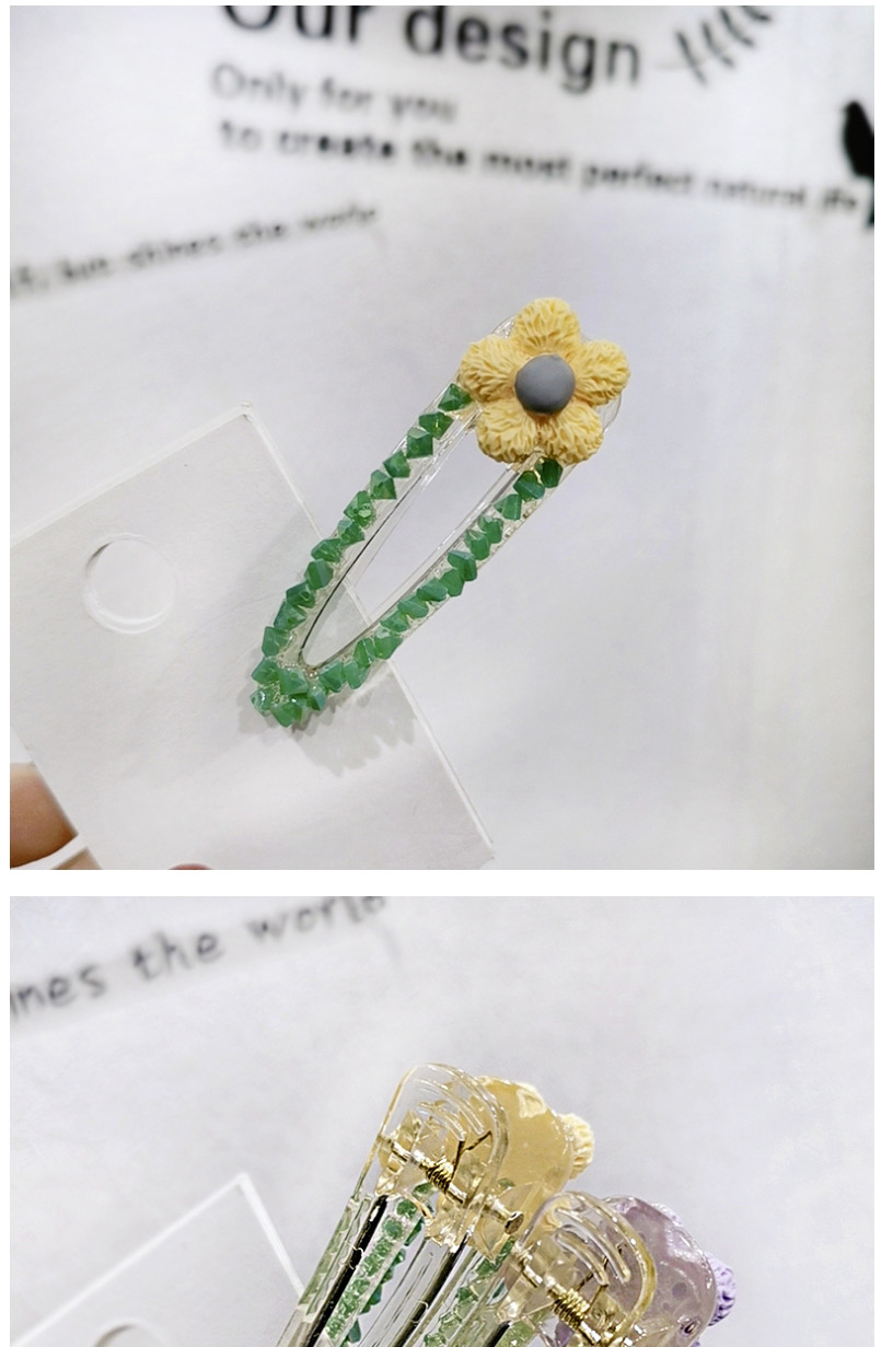 Fashion Yellow Flower Rhinestone Drop-shaped Duckbill Clip Pearl Liu Seaside Clip Duckbill Clip,Hairpins