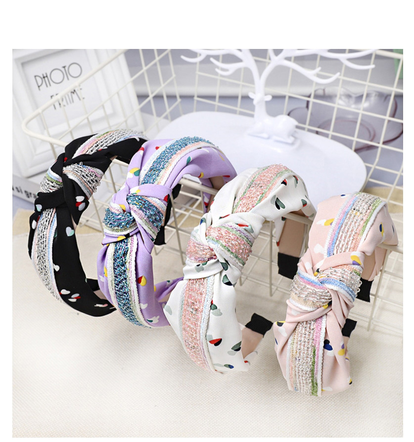 Fashion White Printed Crystal Chain Knotted Headband Crystal Beaded Headband,Head Band