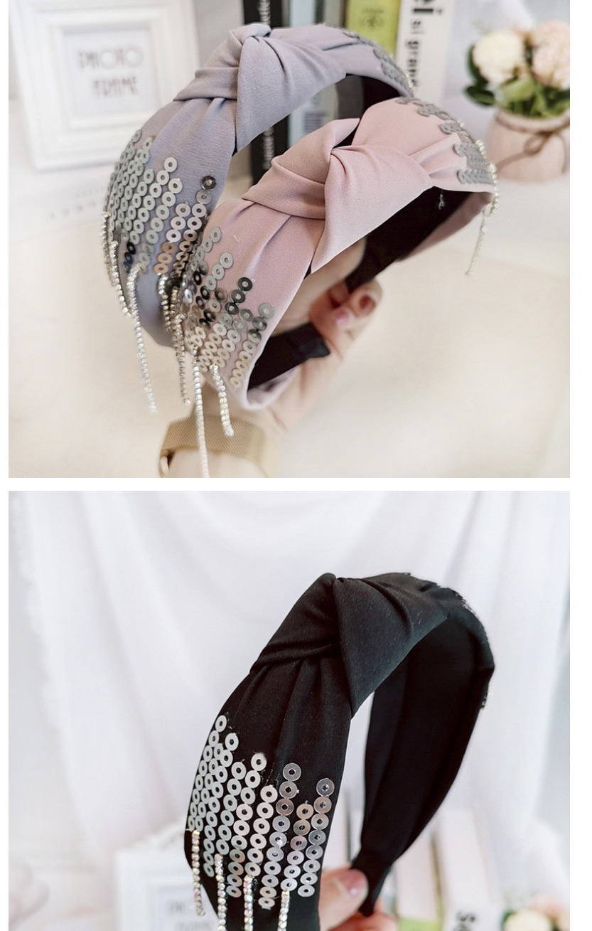 Fashion Black Sequined Rhinestone Headband Rhinestone Sequins Wide-brimmed Headband,Head Band