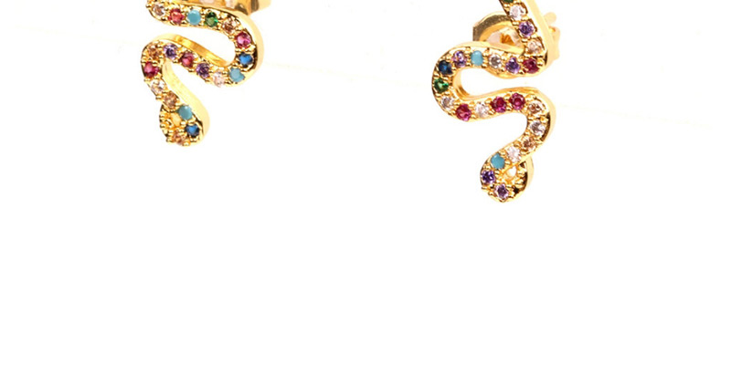 Fashion Gold Micro-inlaid Zircon Snake Earrings,Earrings