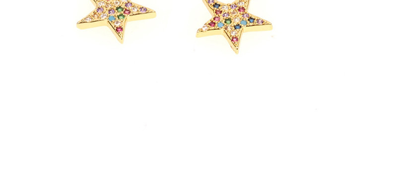 Fashion Black Color Pentagram Micro-inlaid Colored Zircon Earrings,Earrings