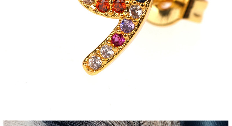 Fashion Gold Micro-inlaid Zircon Digital Earrings,Earrings