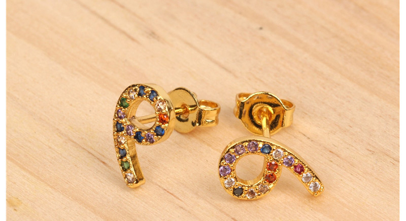 Fashion Gold Micro-inlaid Zircon Digital Earrings,Earrings