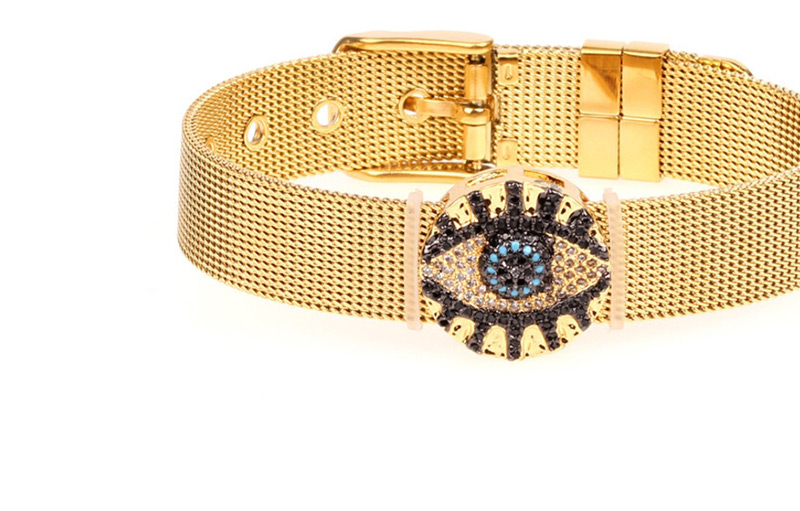 Fashion Gold Diamond Long Eyelash Eye Stainless Steel Mesh Strap Bracelet,Bracelets