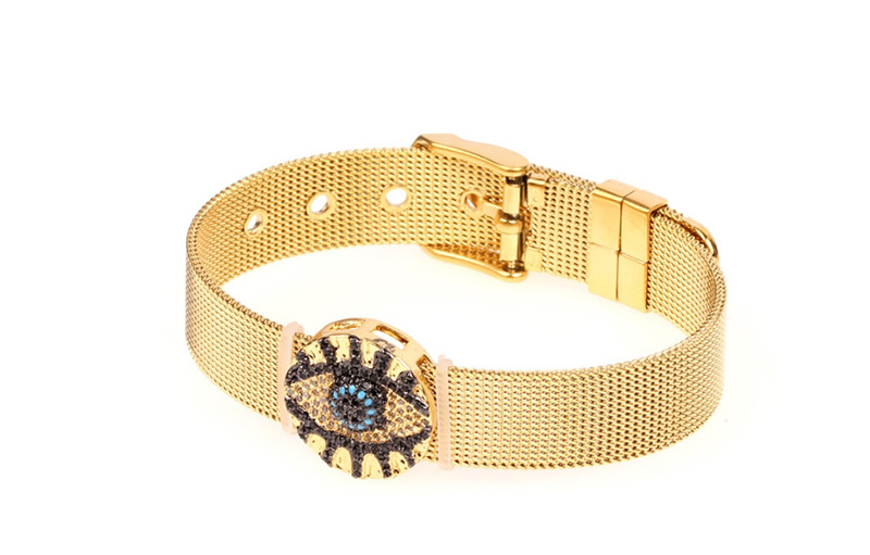 Fashion Gold Diamond Long Eyelash Eye Stainless Steel Mesh Strap Bracelet,Bracelets