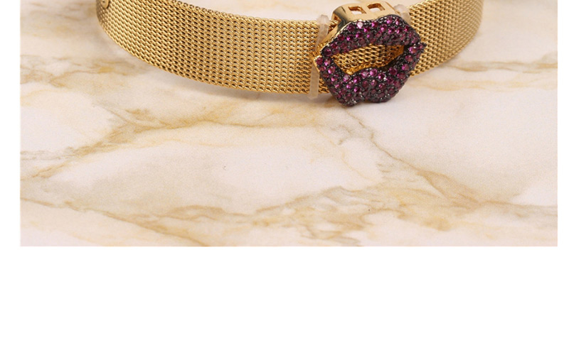 Fashion Gold Lip Stainless Steel Mesh Strap Bracelet,Bracelets