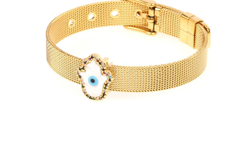 Fashion Gold Diamond Seashell Palm Stainless Steel Mesh Strap Bracelet,Bracelets