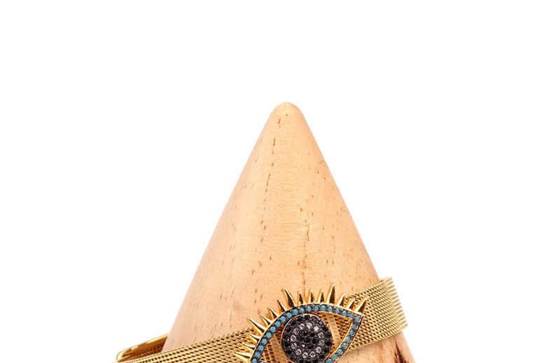 Fashion Gold Stainless Steel Mesh Strap With Long Eyelashes And Diamond Eye Bracelet,Bracelets