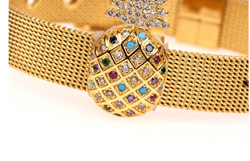 Fashion Gold Diamond-encrusted Pineapple Stainless Steel Mesh Strap Bracelet,Bracelets