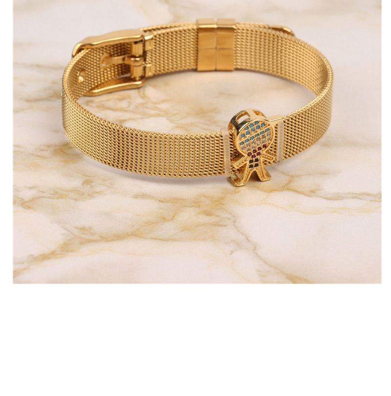 Fashion Boy: Girl: Gold Diamond Gold Stainless Steel Mesh Bracelet With Bracelet,Bracelets