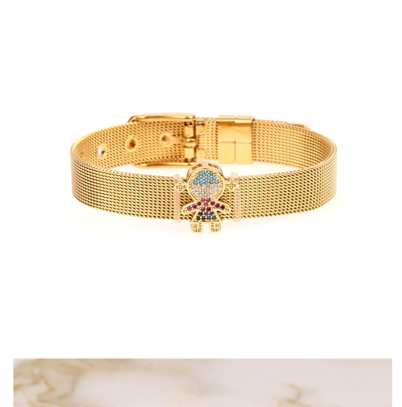 Fashion Girl Gold Diamond Gold Stainless Steel Mesh Bracelet With Bracelet,Bracelets