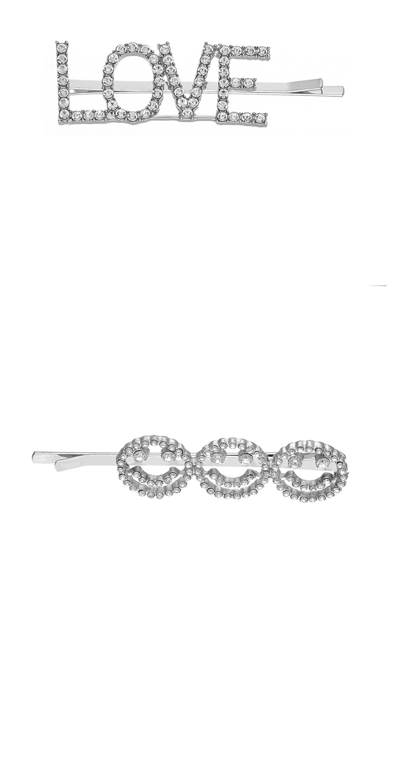 Fashion Love Silver Alloy Diamond Letter Hairpin,Hairpins