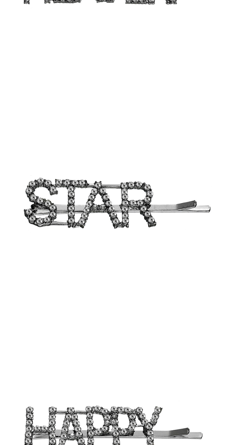 Fashion Glam Silver Alloy Diamond Letter Hairpin,Hairpins