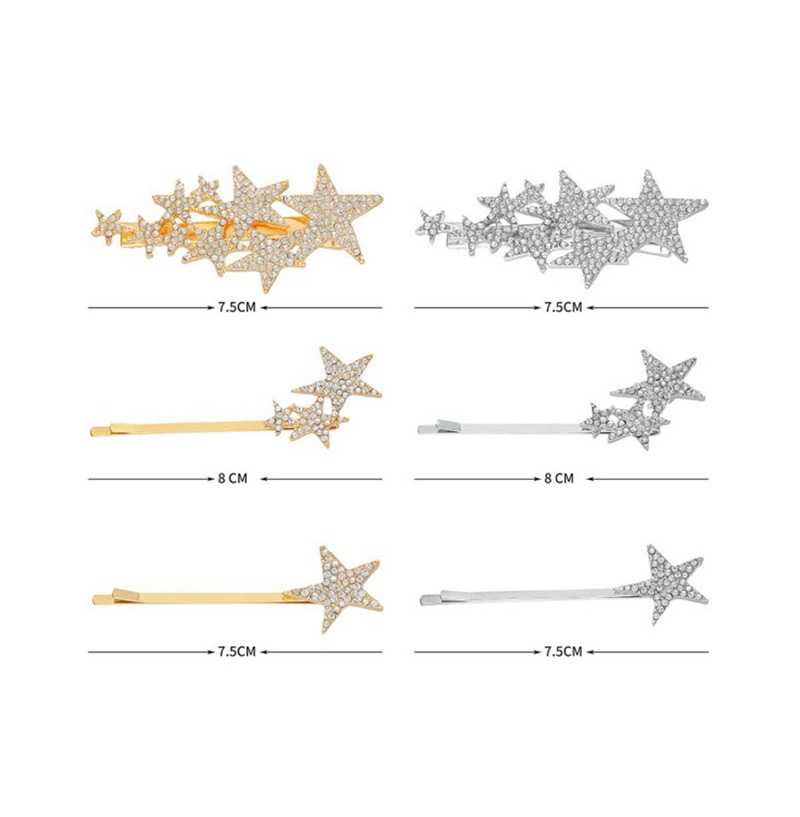 Fashion One Star Word Clip Silver Alloy Diamond-studded Star Hairpin,Hairpins