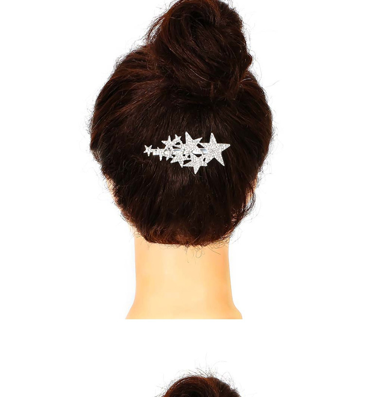 Fashion Gypsophila Silver Alloy Diamond-studded Star Hairpin,Hairpins