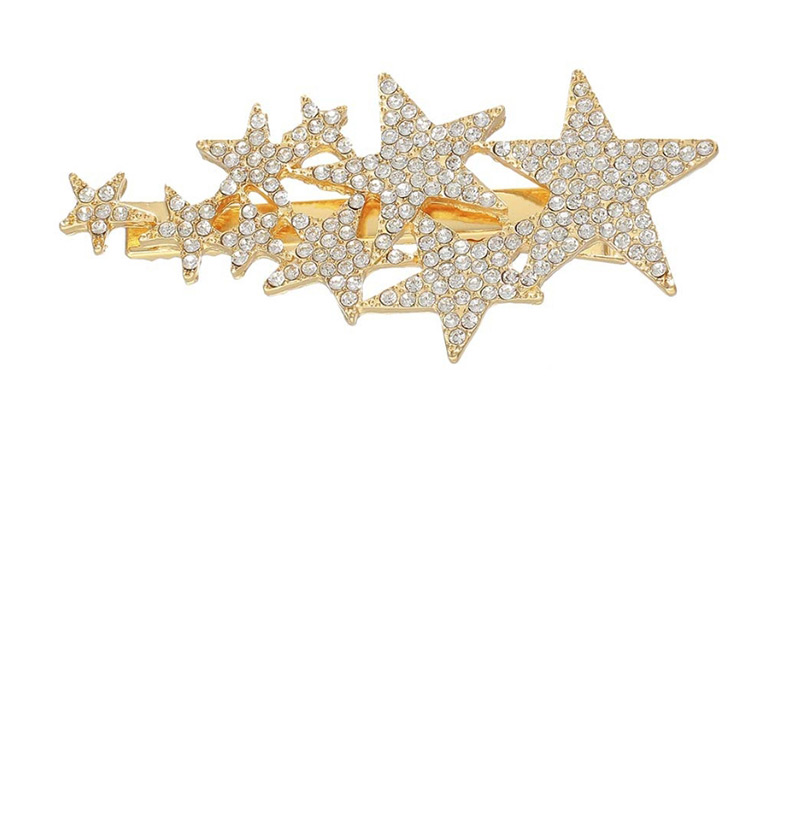 Fashion Three Pieces Of Gold Alloy Diamond-studded Star Hairpin,Hairpins