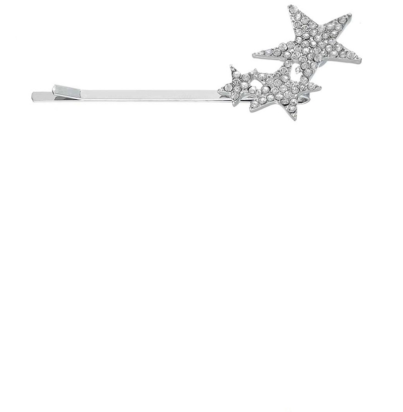 Fashion Gypsophila Silver Alloy Diamond-studded Star Hairpin,Hairpins
