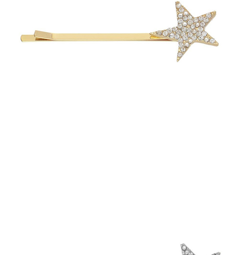 Fashion Three Pieces Of Gold Alloy Diamond-studded Star Hairpin,Hairpins