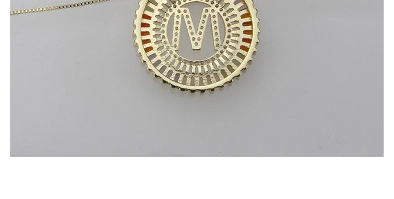 Fashion T Golden Colorful English Alphabet Gold-plated Round Zircon Necklace,Necklaces