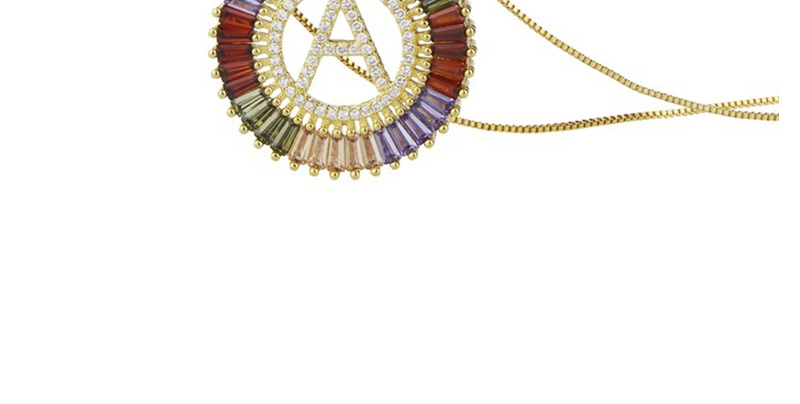 Fashion N Gold Colorful English Alphabet Gold-plated Round Zircon Necklace,Necklaces