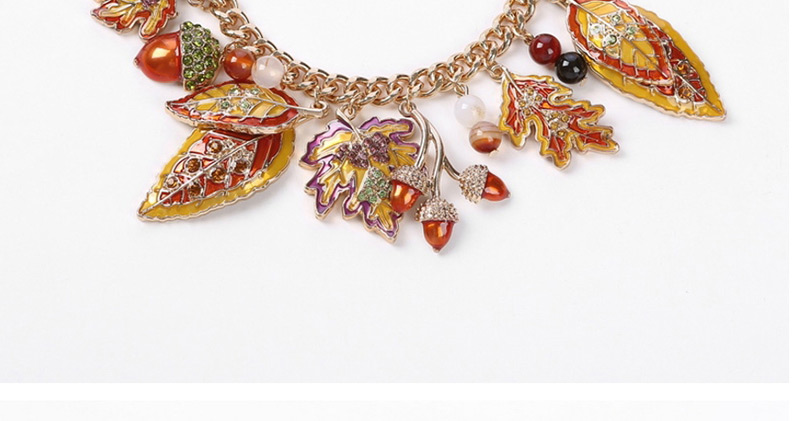 Fashion Gold Maple Leaf Drop Oil And Diamond Alloy Leaf Bracelet,Fashion Bracelets