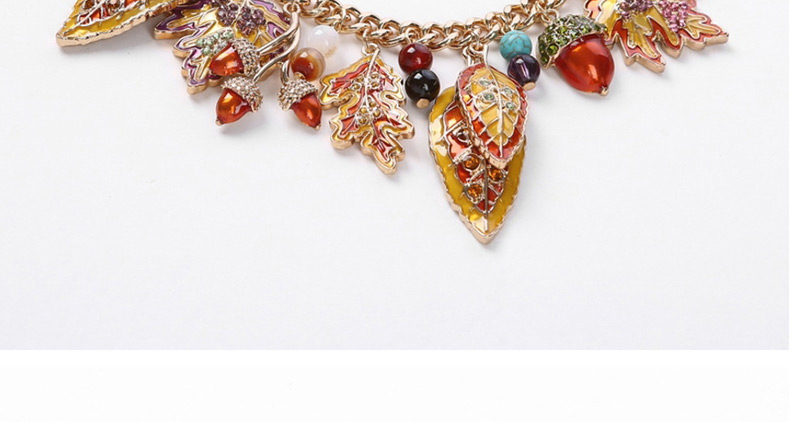 Fashion Gold Maple Leaf Drop Oil And Diamond Alloy Leaf Bracelet,Fashion Bracelets