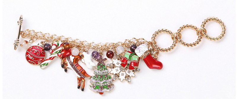 Fashion Gold Snowflake Drop Glaze Christmas Tree Santa Claus Bracelet,Fashion Bracelets