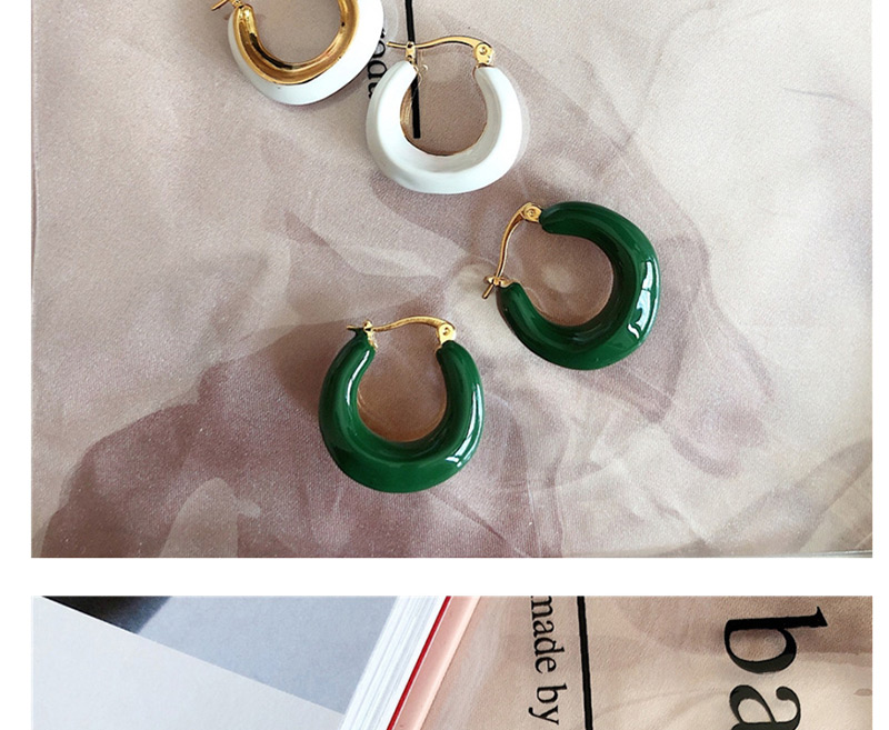 Fashion Green Drop Glaze Irregular Circle Earrings,Hoop Earrings