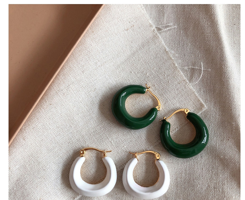 Fashion White Drop Glaze Irregular Circle Earrings,Hoop Earrings