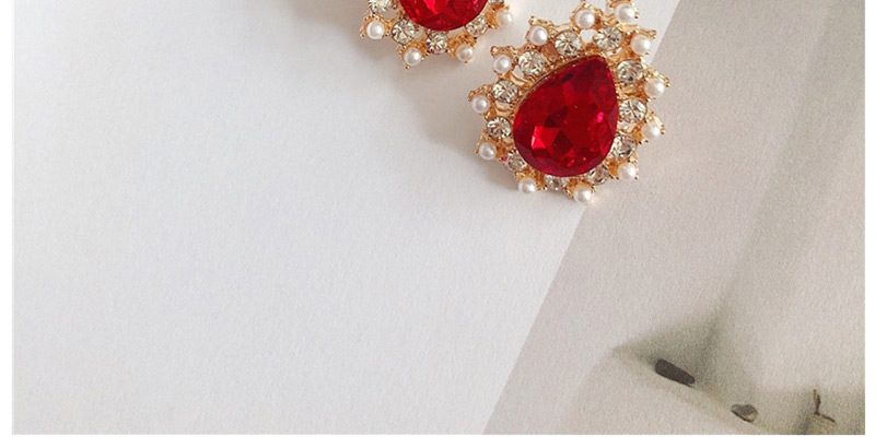 Fashion Red  Silver Needle Full Of Diamond Earrings,Stud Earrings