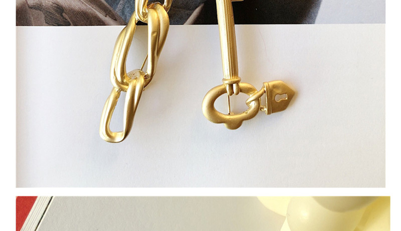 Fashion Chain Clause Geometric Lock Key Chain Brooch,Korean Brooches