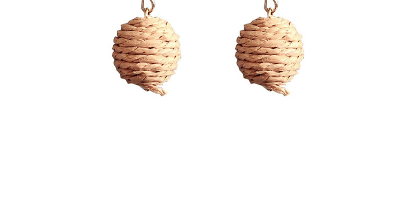 Fashion Khaki Wood Line Ball Geometric Earrings,Drop Earrings