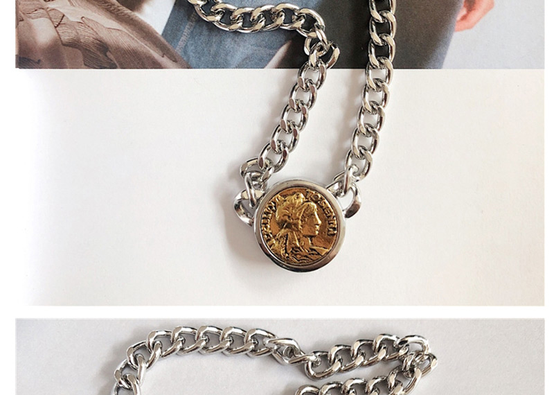 Fashion Silver Coin Head Necklace,Pendants