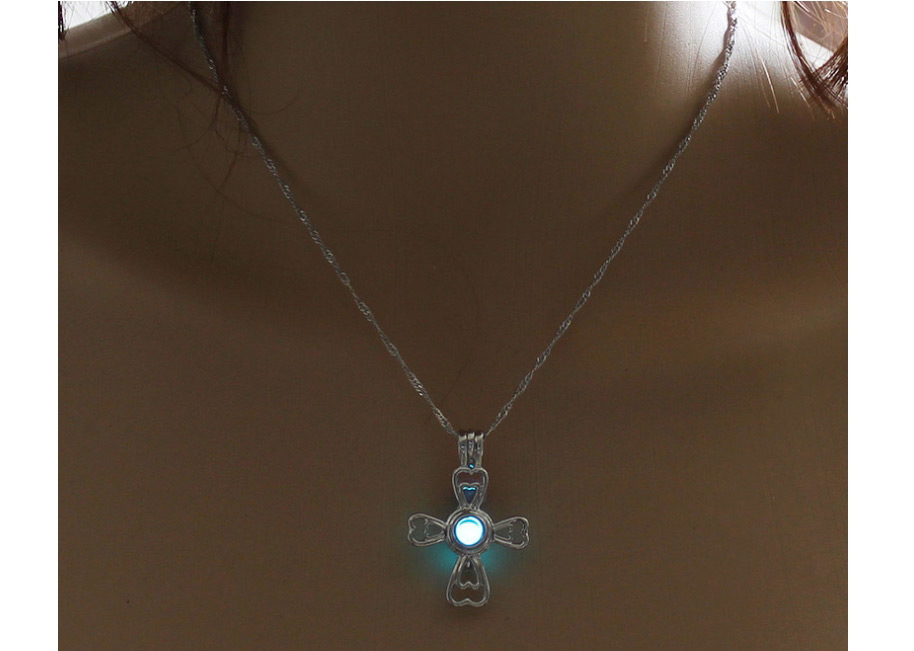 Fashion Blue Green Cross Cross Luminous Necklace,Pendants
