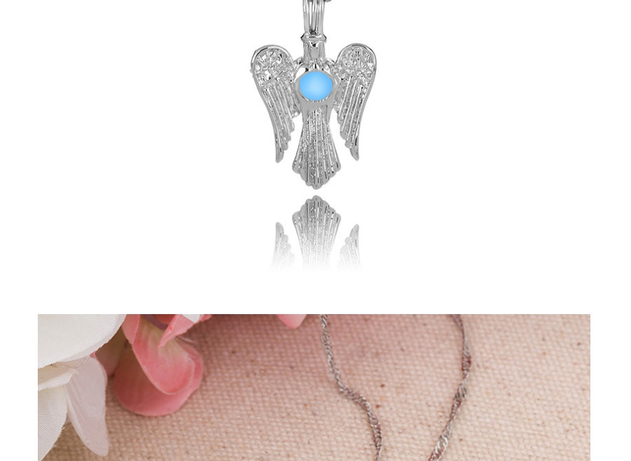 Fashion Sky Blue Wings Owl Wings Luminous Beads Necklace,Pendants