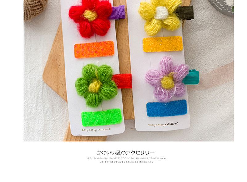 Fashion Light Color (set Of 3 Pairs) Wool Flower Duckbill Clip Set,Hairpins