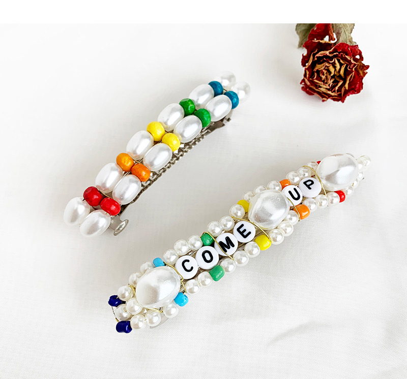Fashion Color Alloy Pearl Wood Beaded Hair Clip,Hairpins