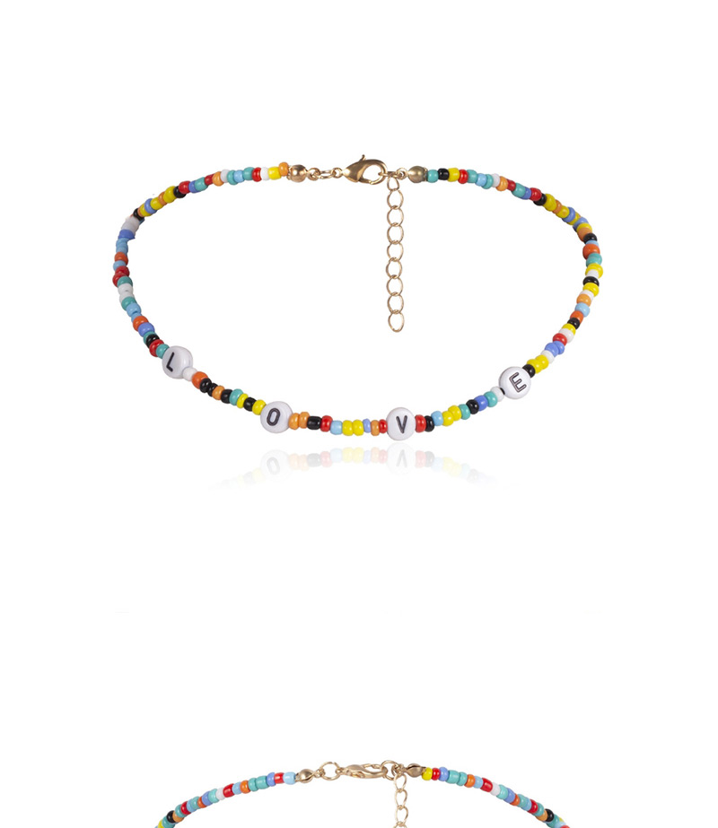 Fashion Color Geometric Beaded Beads Letter Love Necklace,Multi Strand Necklaces