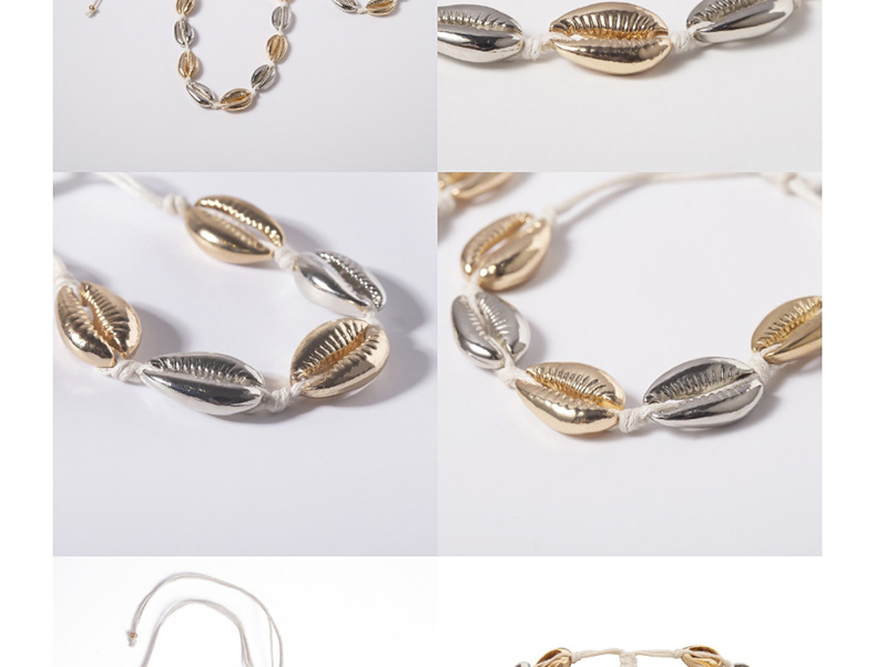 Fashion Bracelet Gold Alloy + Natural Shell Geometric Adjustable Shell Necklace,Fashion Bracelets