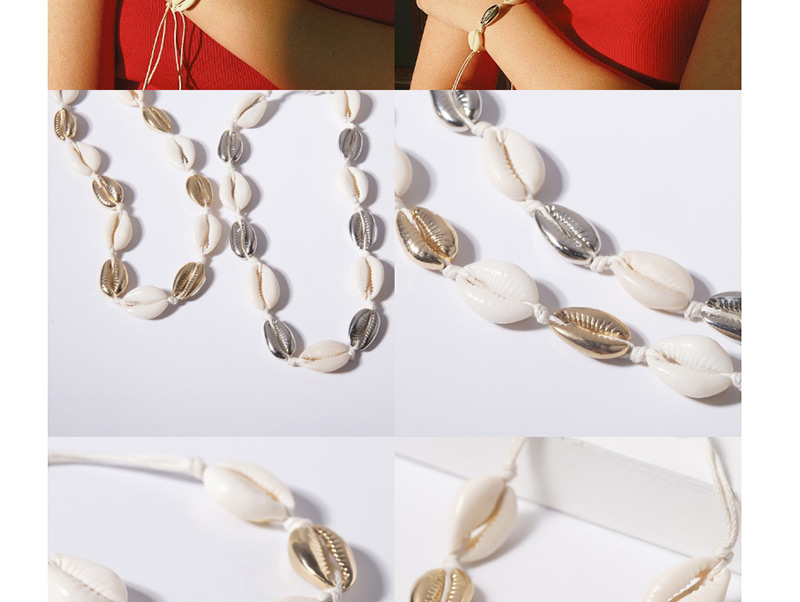 Fashion Necklace Gold Alloy + Natural Shell Geometric Adjustable Shell Necklace,Bib Necklaces