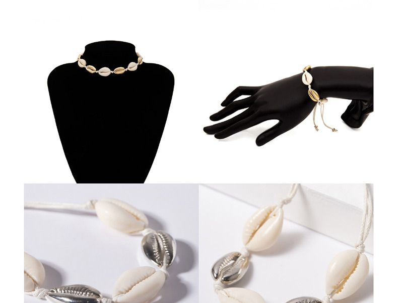 Fashion Necklace Gold Alloy + Natural Shell Geometric Adjustable Shell Necklace,Bib Necklaces