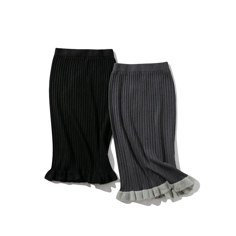 Fashion Gray Colorblock Striped Skirt,Skirts
