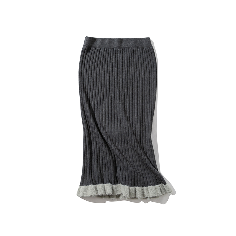 Fashion Gray Colorblock Striped Skirt,Skirts