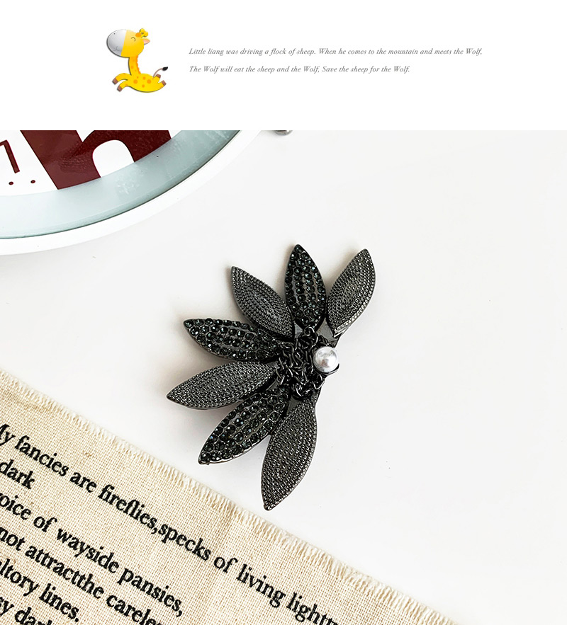Fashion Gun Black Alloy-encrusted Fan-shaped Duckbill Hairpin,Hairpins