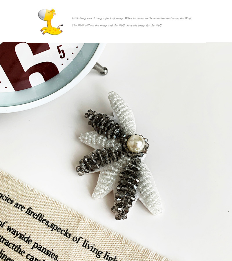 Fashion White + Gray Alloy Rice Beads Non-woven Rice Beads Fan-shaped Duckbill Hairpin,Hairpins