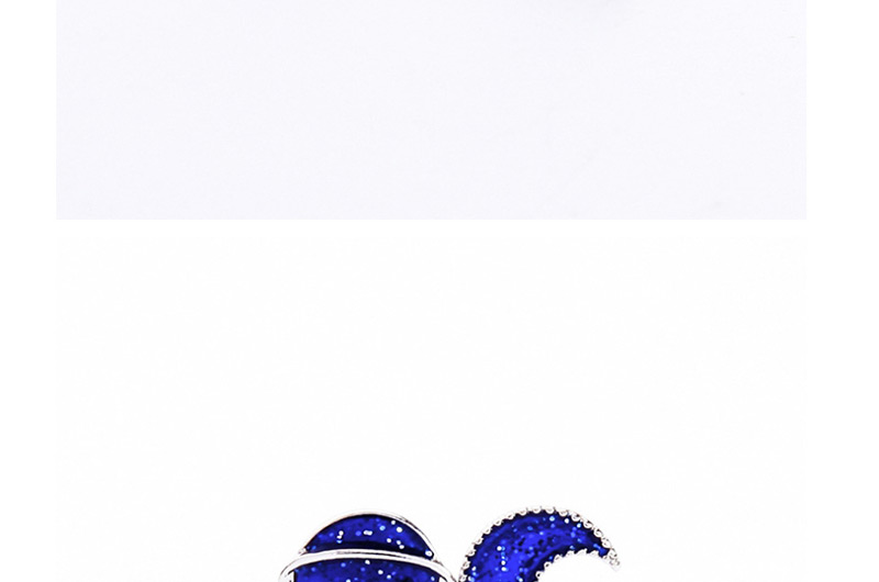 Fashion Blue Drip Oil  Sterling Silver Starry Star And Moon Asymmetrical Earrings,Drop Earrings