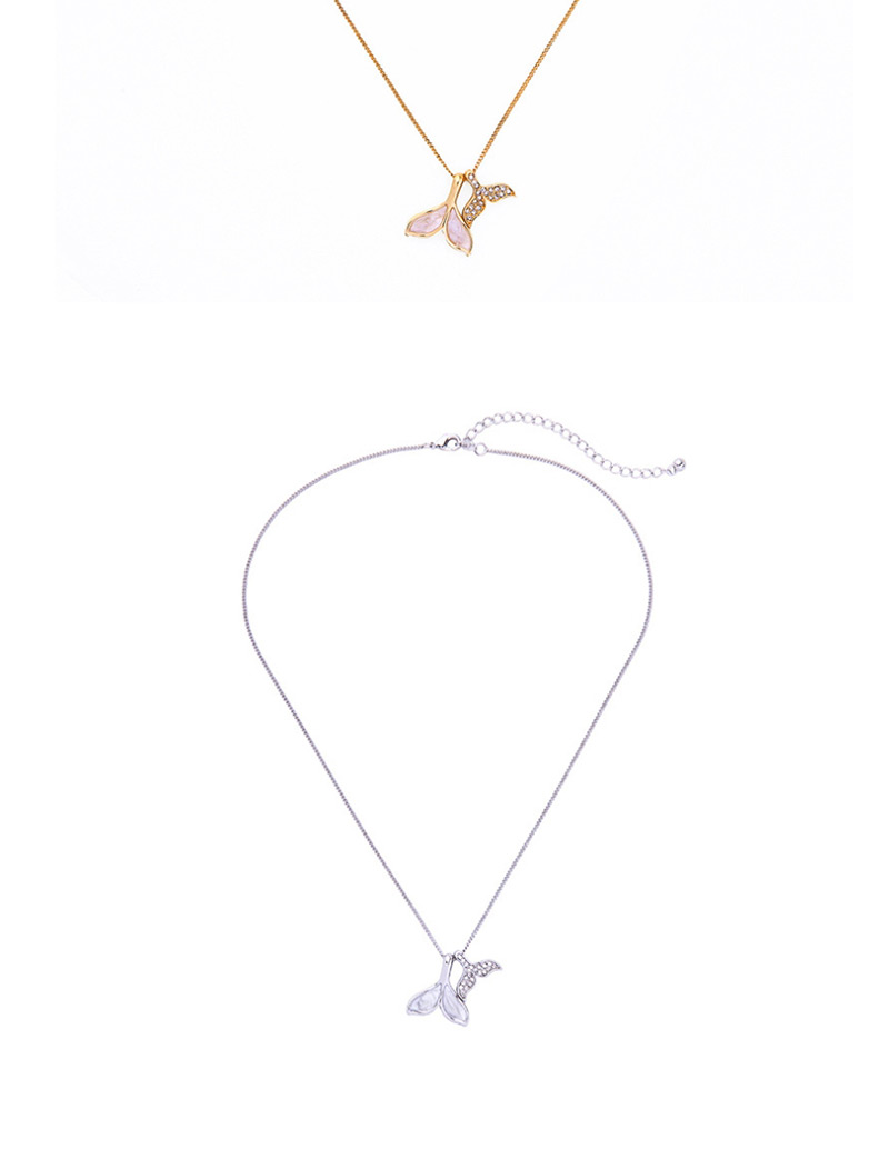 Fashion Gold Alloy Diamond Double Fishtail Necklace,Pendants
