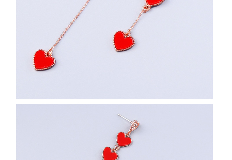 Fashion Red  Sterling Silver Drip Heart-shaped Acrylic Earrings,Drop Earrings