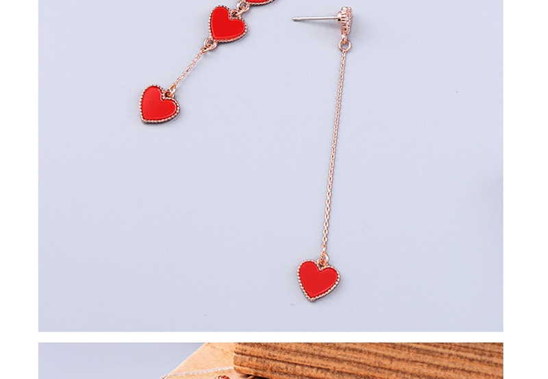 Fashion Red  Sterling Silver Drip Heart-shaped Acrylic Earrings,Drop Earrings