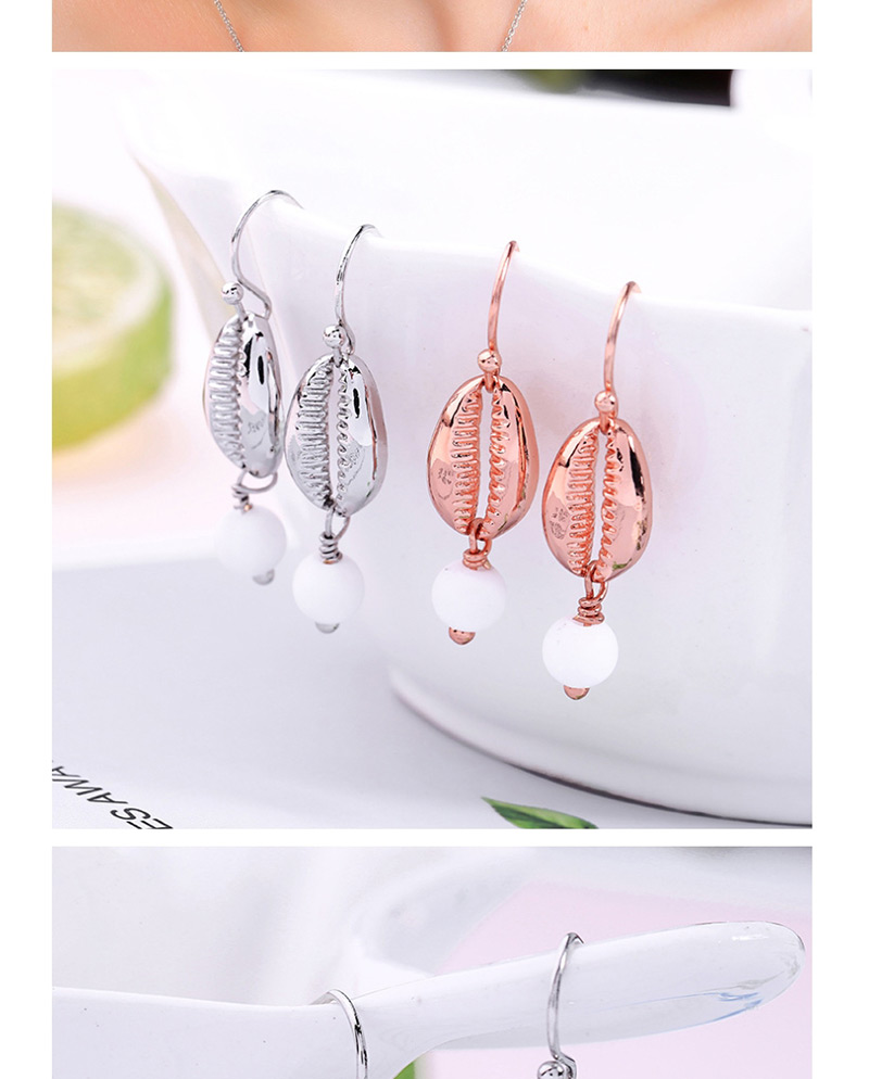 Fashion Pink Gold Shell Embossed Earrings,Drop Earrings